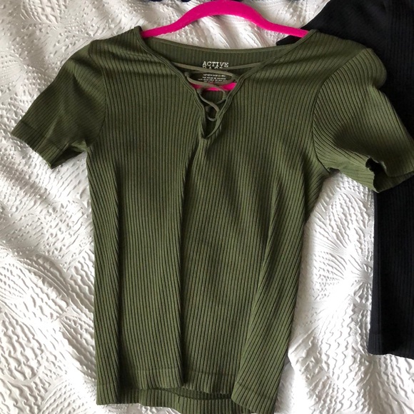 “Lace-Up” Slim Ribbed Tops (5) - Picture 3 of 8